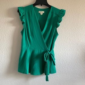 Green Faux Wrap Top